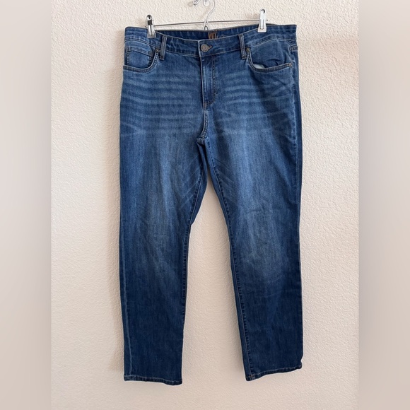 Kut from the Kloth Women’s Dark Blue Mid  Rise Straight Jeans Size 14 - Picture 1 of 13